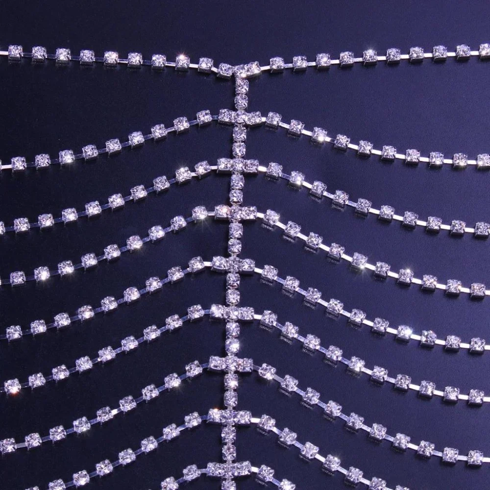 Rhinestone Bodysuit Dress Women Summer Bikini Body Chain Harness Body Jewelry - Picture 9 of 9